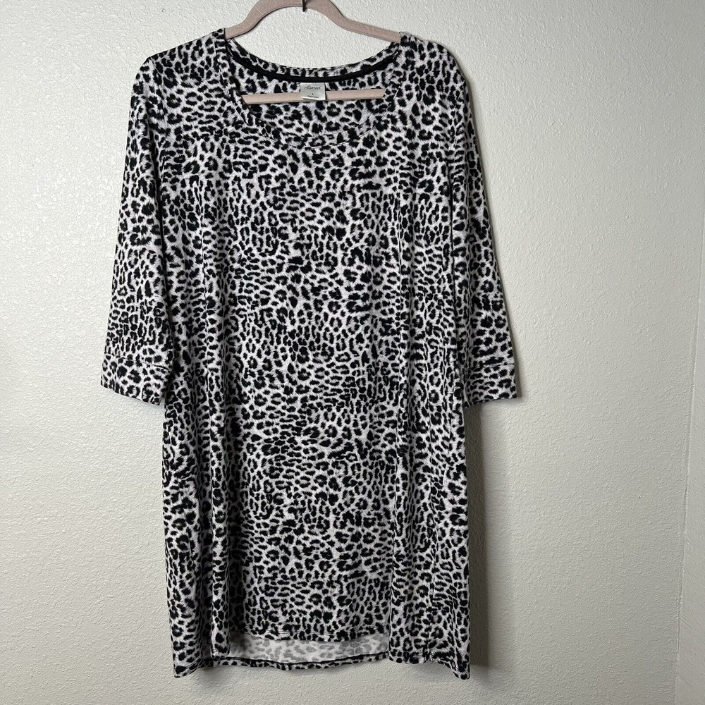 Soma Intimates Divine Leopard Nightgown Sleep Shirt Long Sleeve Size Large